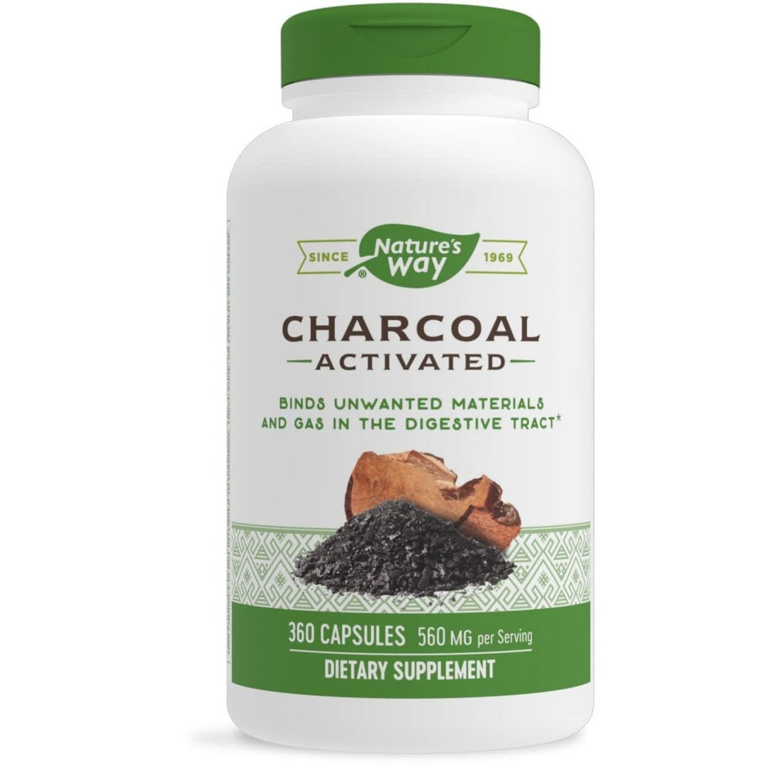 Nature's Way Activated Charcoal, Binds Unwanted Materials and Gas*, 560mg per Serving, 360 Capsules - The Oasis of Health