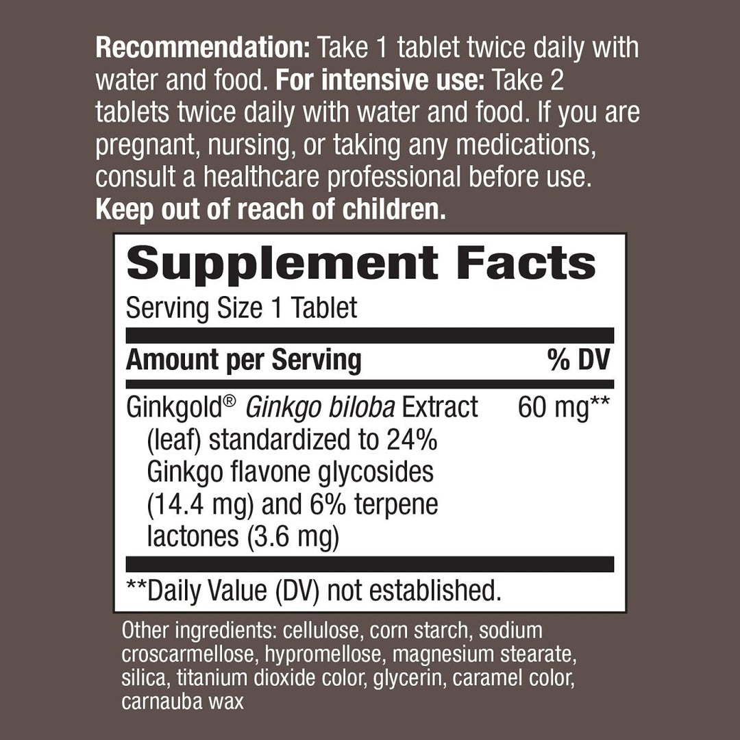 Nature's Way Advanced Ginkgold Extract - Cognitive and Memory Support* - 50 Tablets - The Oasis of Health