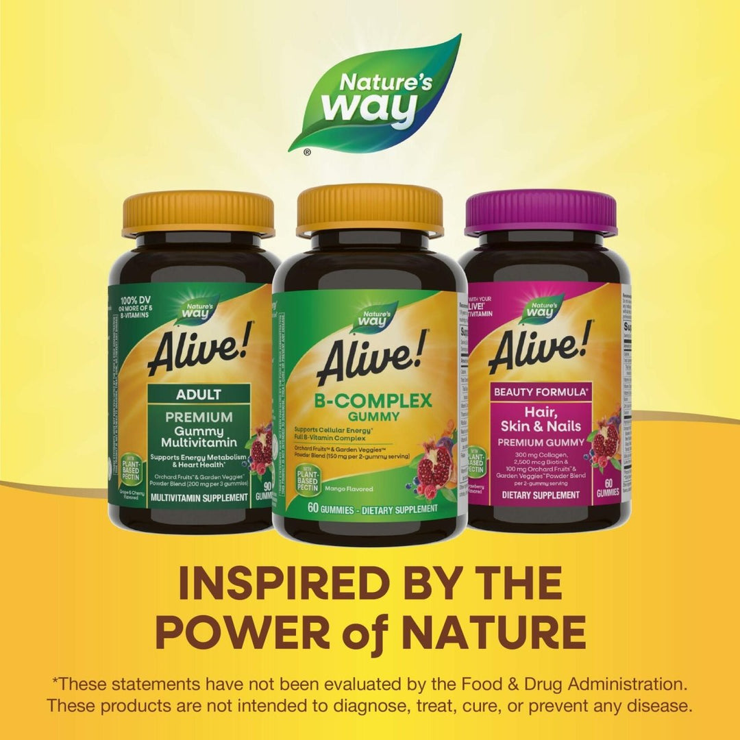 Nature's Way Alive! B - Complex Gummies, Cellular Energy Support*, 8 B - Vitamins, Vegetarian, Mango Flavored, 60 Gummies (Packaging May Vary) - The Oasis of Health