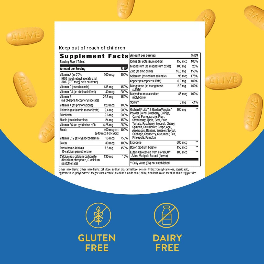 Nature's Way Alive! Complete Energy Multivitamin for Men, with High Potency B - Vitamins, Supports Cellular Energy*, 130 Tablets - The Oasis of Health