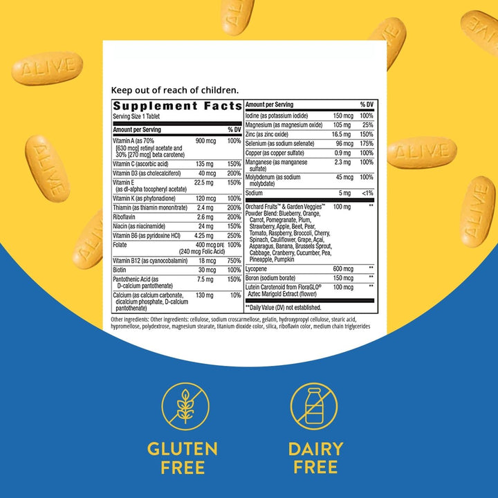 Nature's Way Alive! Complete Energy Multivitamin for Men, with High Potency B - Vitamins, Supports Cellular Energy*, 130 Tablets - The Oasis of Health