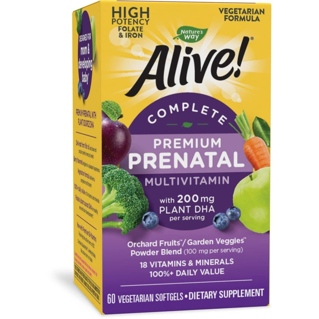 Nature's Way Alive! Complete Premium Prenatal Multivitamin for Women, Healthy Eye and Brain Development*, 60 Vegetarian Softgels - The Oasis of Health