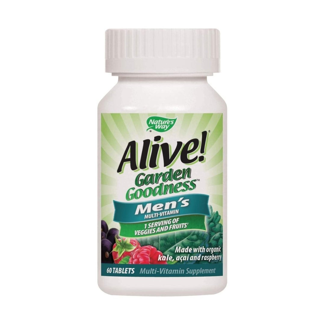 Nature's Way Alive! Garden Goodness Men's Multivitamin, One Serving of Veggies and Fruits**, High Potency B - Vitamins, 60 Tablets - The Oasis of Health