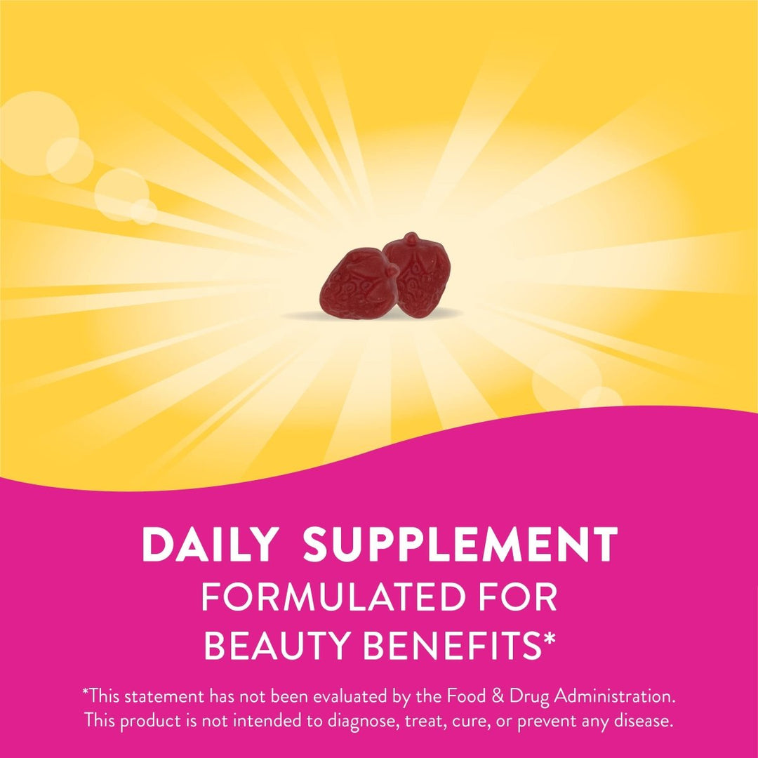 Nature's Way Alive! Hair, Skin & Nails Gummies, with Biotin and Collagen, Beauty Support*, 60 Strawberry Flavored Gummies - The Oasis of Health