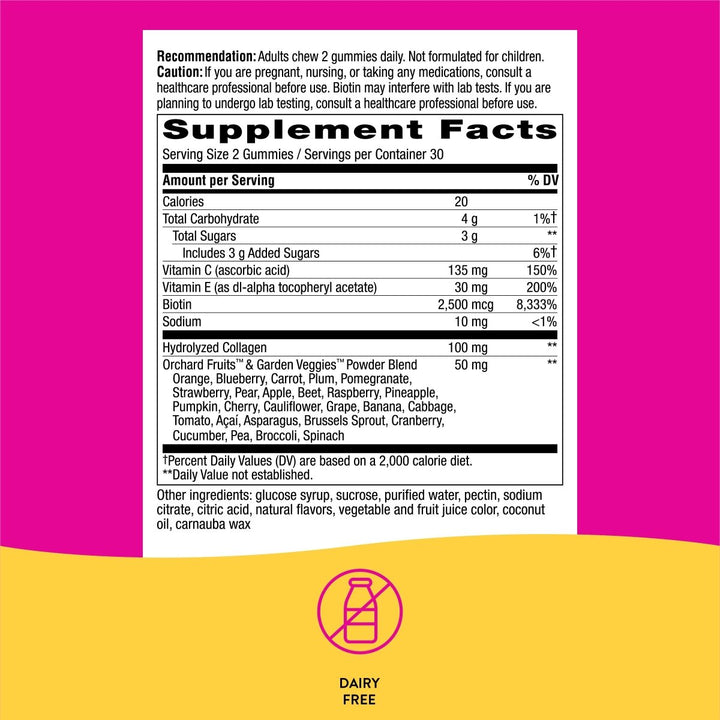 Nature's Way Alive! Hair, Skin & Nails Gummies, with Biotin and Collagen, Beauty Support*, 60 Strawberry Flavored Gummies - The Oasis of Health