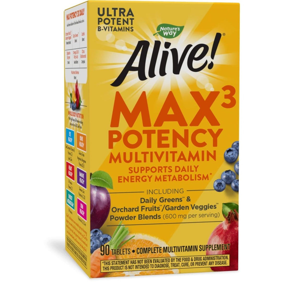 Nature's Way Alive! Max3 Potency Multivitamin, High Potency Antioxidants & B - vitamins to Support Daily Energy Metabolism*, 90 Tablets - The Oasis of Health
