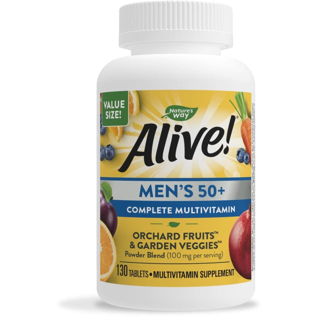 Nature's Way Alive! Men's 50+ Complete Multivitamin - Comprehensive Support for Multiple Body Systems - High Potency B - Vitamins - 130 Tablets - The Oasis of Health