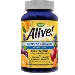 Nature?s Way Alive! Men?s 50+ Gummy Multivitamins, Supports Multiple Body Systems, Supports Cellular Energy, B - Vitamins, Gluten - Free, Vegetarian, Fruit Flavored, 60 Gummies - The Oasis of Health