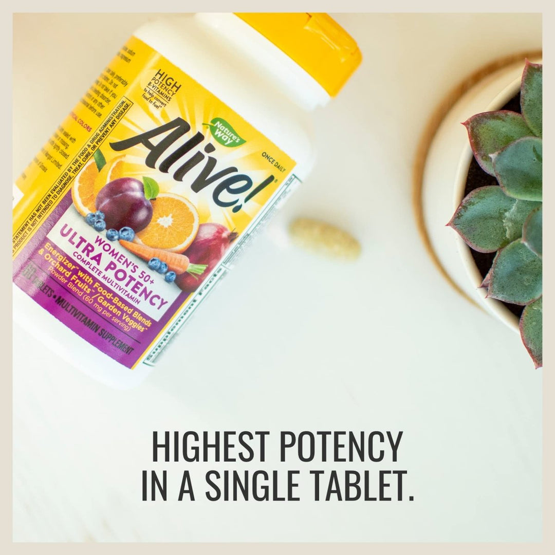 Nature's Way Alive!? Once Daily Women's 50+ Multivitamin, Ultra Potency, Food - Based Blends (60 mg per serving), 60 Tablets - The Oasis of Health