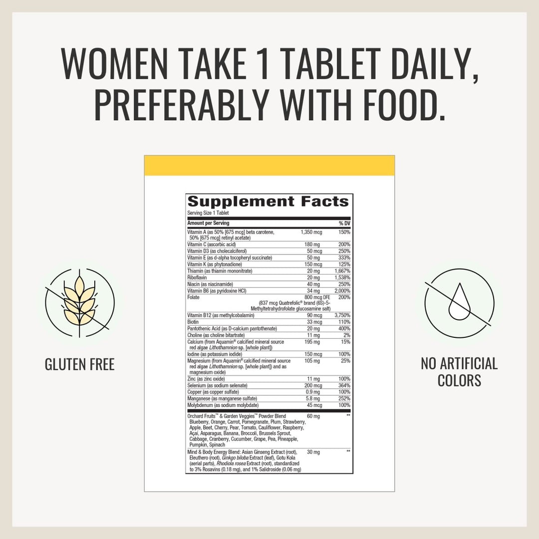 Nature's Way Alive!? Once Daily Women's 50+ Multivitamin, Ultra Potency, Food - Based Blends (60 mg per serving), 60 Tablets - The Oasis of Health