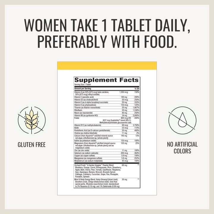 Nature's Way Alive!? Once Daily Women's 50+ Multivitamin, Ultra Potency, Food - Based Blends (60 mg per serving), 60 Tablets - The Oasis of Health