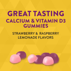 Nature's Way Alive! Premium Calcium + D3 Gummies, Supports Healthy Bones & Muscles*, Strawberry and Raspberry Lemonade Flavored, 60 Gummies - The Oasis of Health