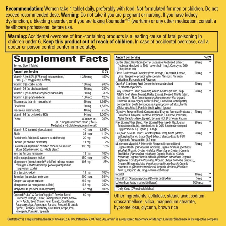 Nature's Way Alive! Women?s Ultra Potency Complete Multivitamin, High Potency B - Vitamins, Energy Metabolism*, 60 Tablets - The Oasis of Health