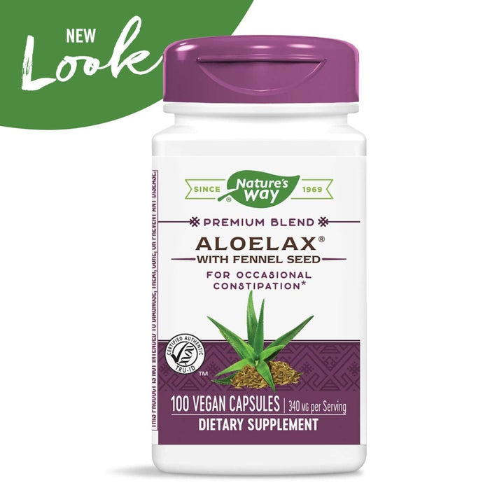 Nature's Way Aloelax, Premium Blend, with Fennel Seed, Occasional Constipation*, 340 mg, Vegan, 100 Capsules - The Oasis of Health