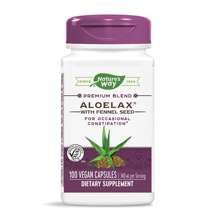 Nature's Way Aloelax, Premium Blend, with Fennel Seed, Occasional Constipation*, 340 mg, Vegan, 100 Capsules - The Oasis of Health