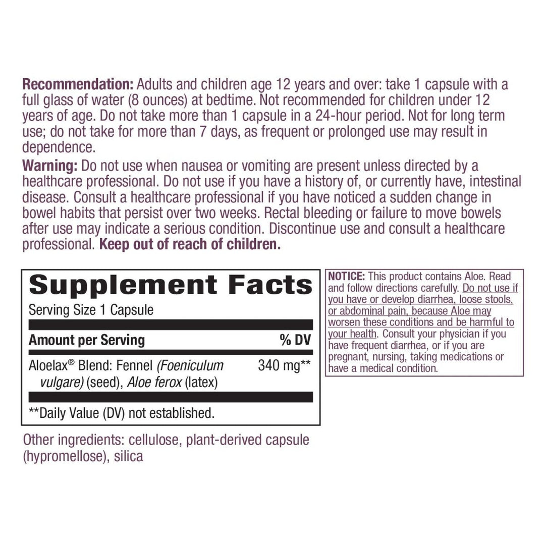 Nature's Way Aloelax, Premium Blend, with Fennel Seed, Occasional Constipation*, 340 mg, Vegan, 100 Capsules - The Oasis of Health