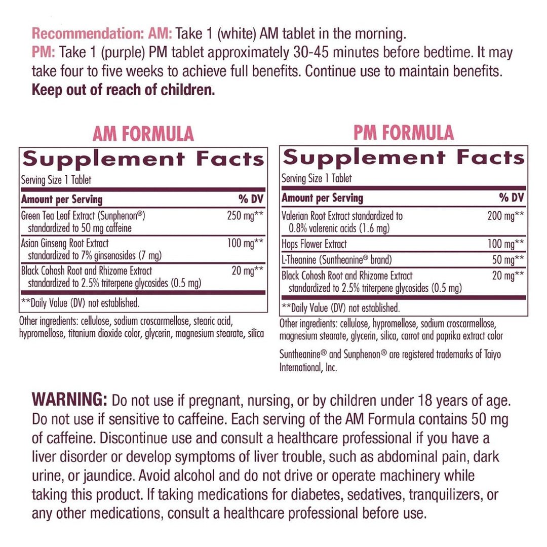 Nature's Way AM/PM Menopause Formula - Hormone Balance and Support - 60 Capsules - The Oasis of Health