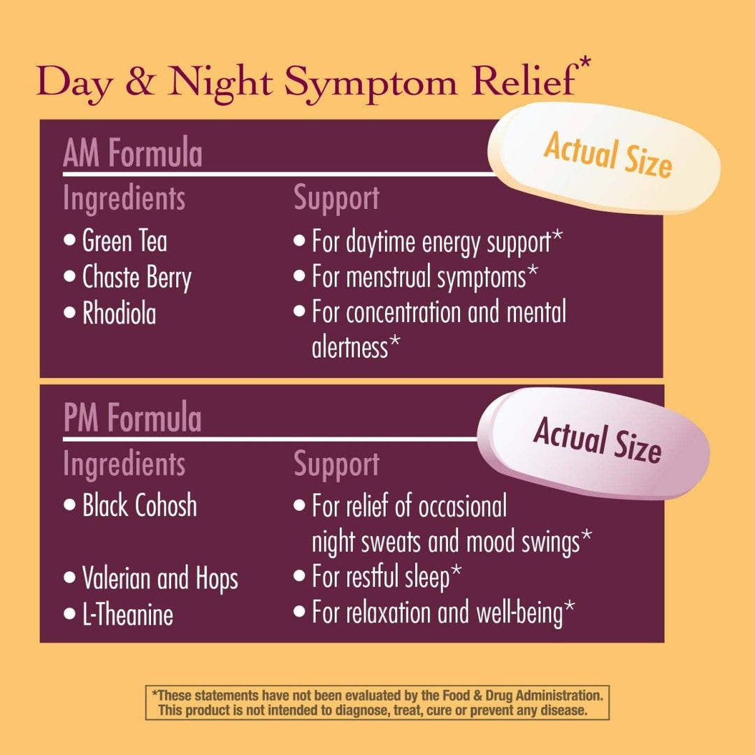 Nature's Way AM/PM PeriMenopause Formula - Hormone - Free Day & Night Relief, 30 AM & 30 PM Tablets - The Oasis of Health