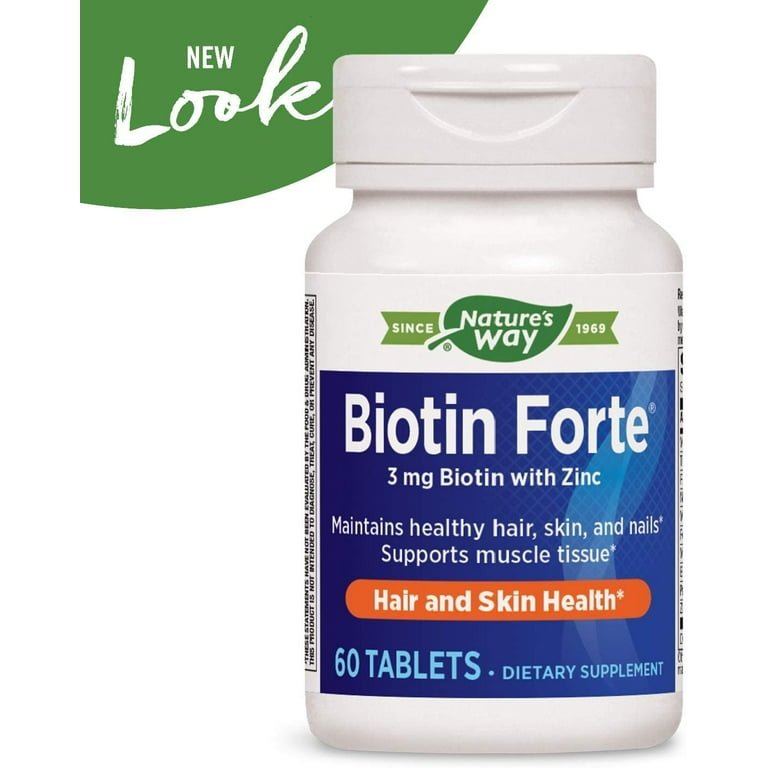 Nature's Way Biotin Forte 3mg with Zinc 60 Tablets - 2 Pack - The Oasis of Health