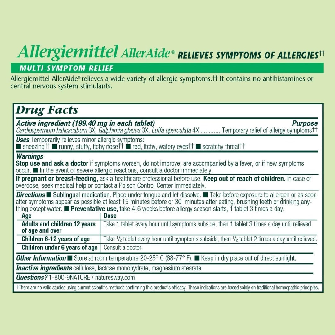 Nature's Way Boericke & Tafel Allergiemittel AllerAide, Allergy Relief??, 40 Tablets - The Oasis of Health