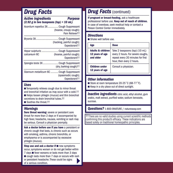 Nature's Way Boericke & Tafel Daytime Cough & Bronchial Syrup, Cough Suppressant?? & Expectorant??, Non - Drowsy, 4 Fl. Oz - The Oasis of Health