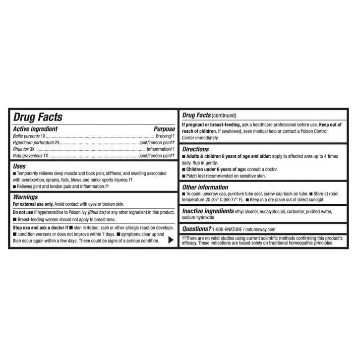 Nature's Way Boericke & Tafel Sports Gel, Relief for Deep Muscle, Joint, Tendon, & Back Pain and Inflammation, Homeopathic, 2.5 oz - The Oasis of Health