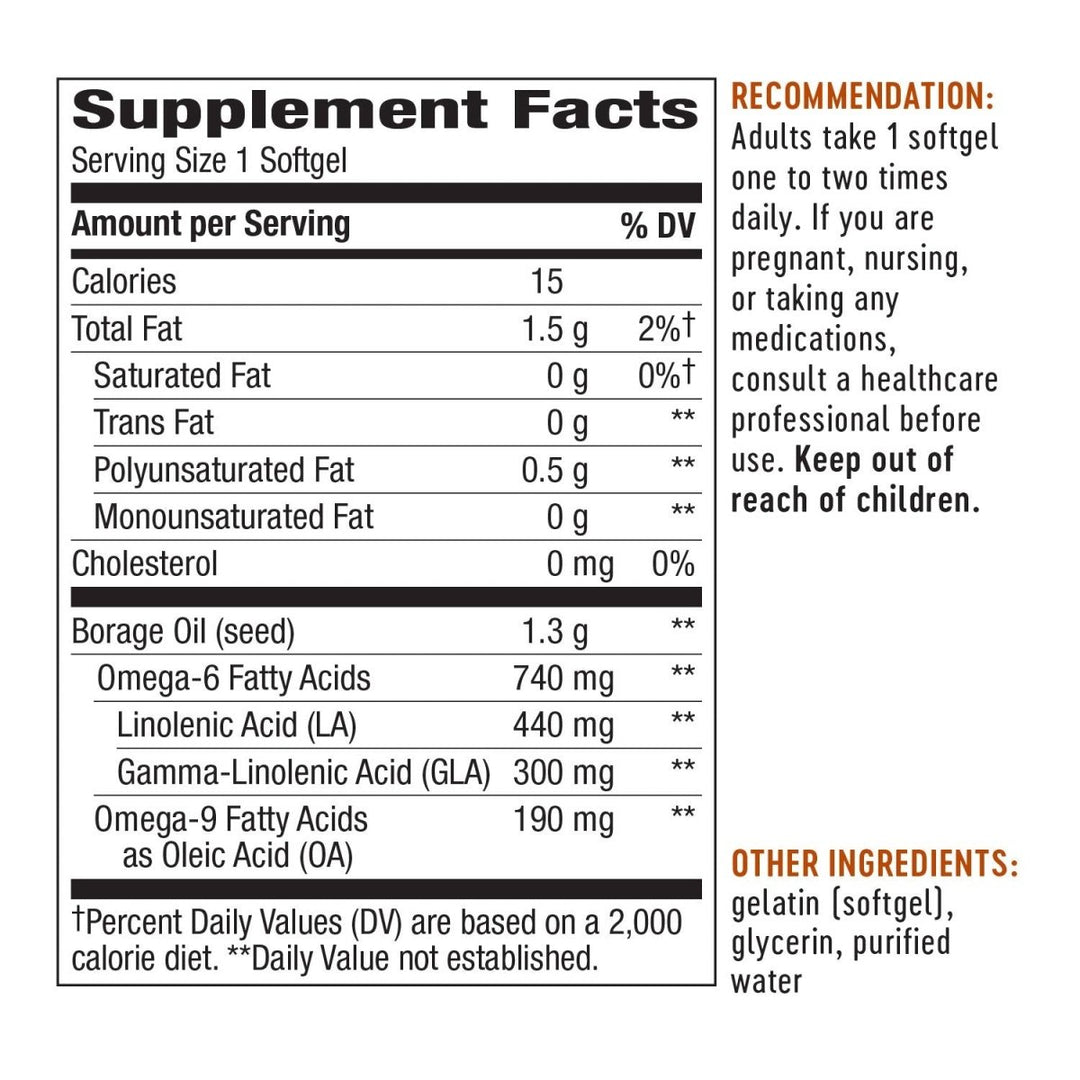 Nature's Way Borage, Cold Pressed Oil 1300mg, 60 Softgels - The Oasis of Health