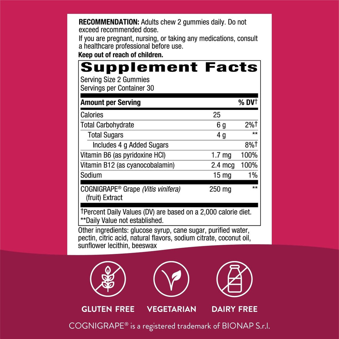 Nature's Way Brain Fuel, Supports Memory and Concentration*, Clinically Studied Cognigrape?, 60 Gummies, Grape Flavored - The Oasis of Health