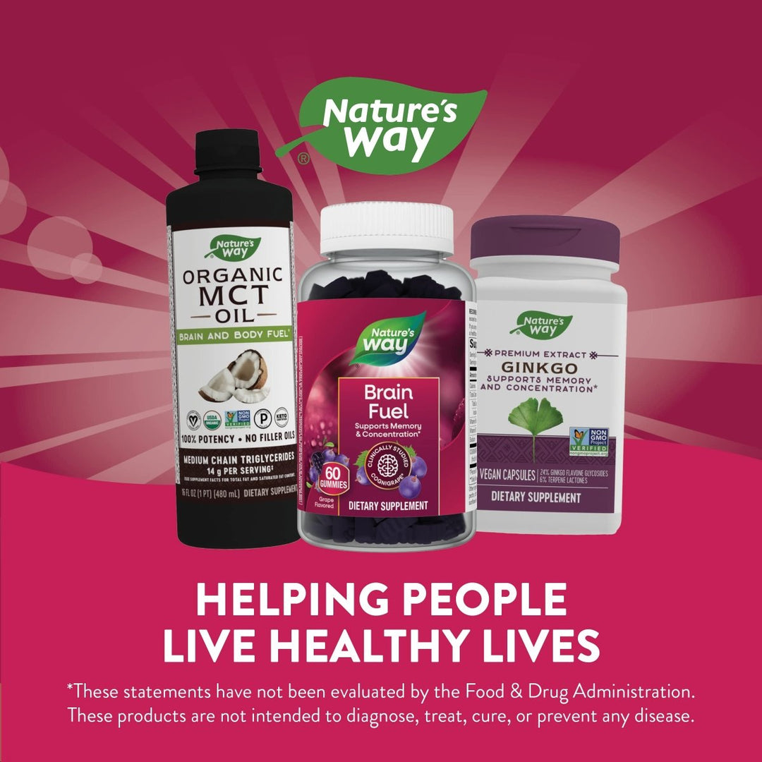 Nature's Way Brain Fuel, Supports Memory and Concentration*, Clinically Studied Cognigrape?, 60 Gummies, Grape Flavored - The Oasis of Health