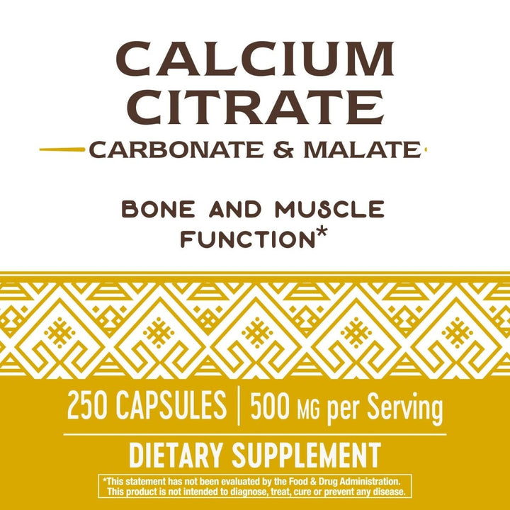 Nature's Way Calcium Citrate Complex, 500 mg per serving, 250 Capsules - The Oasis of Health