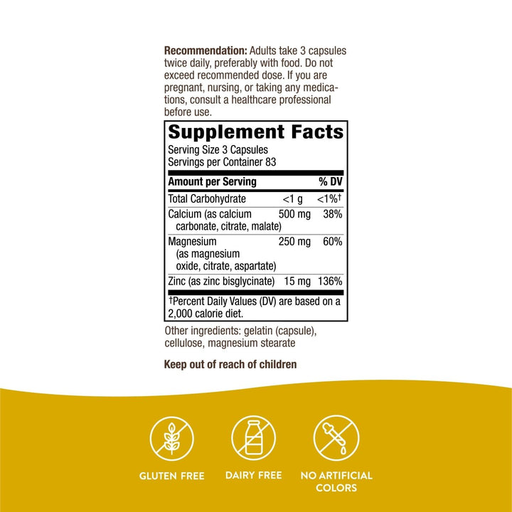 Nature's Way Calcium Magnesium & Zinc 250 Capsules - The Oasis of Health