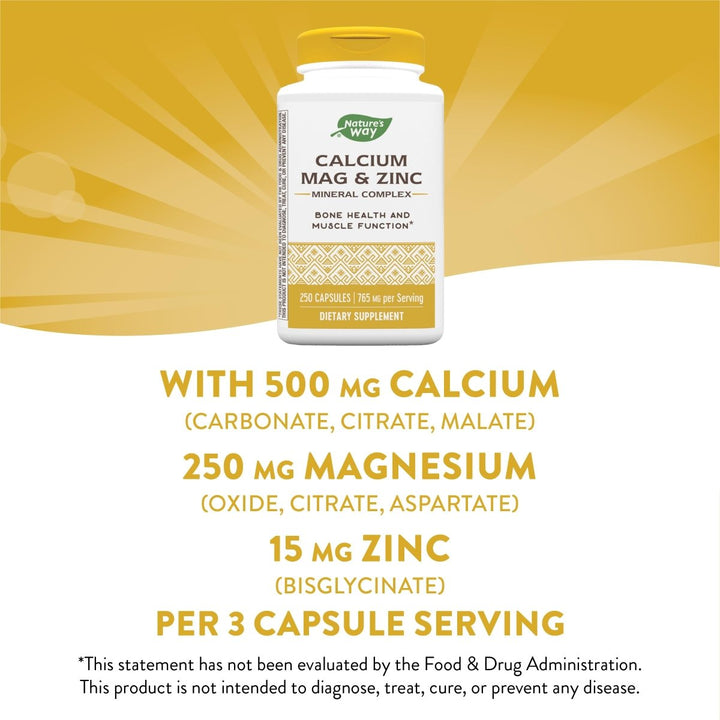 Nature's Way Calcium Magnesium & Zinc 250 Capsules - The Oasis of Health