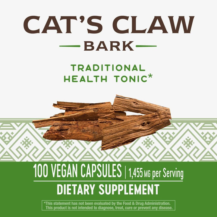 Nature's Way Cat?s Claw Bark, Traditional Health Tonic*, 1,455mg per serving, 100 Capsules - The Oasis of Health