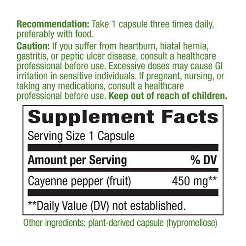 Nature's Way Cayenne Fruit - Natural Capsaicin Supplement for Circulatory and Digestive Health - 100 Vegetarian Capsules - The Oasis of Health