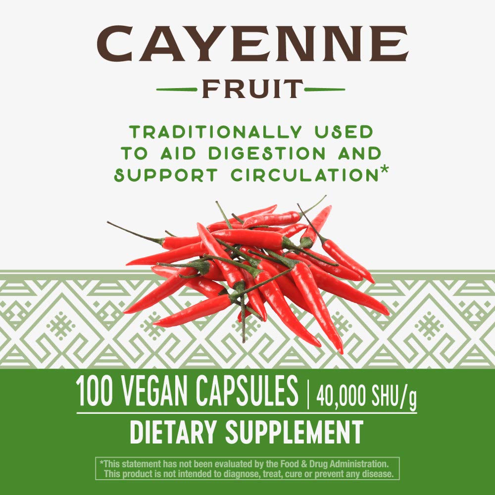 Nature's Way Cayenne Fruit - Natural Capsaicin Supplement for Circulatory and Digestive Health - 100 Vegetarian Capsules - The Oasis of Health