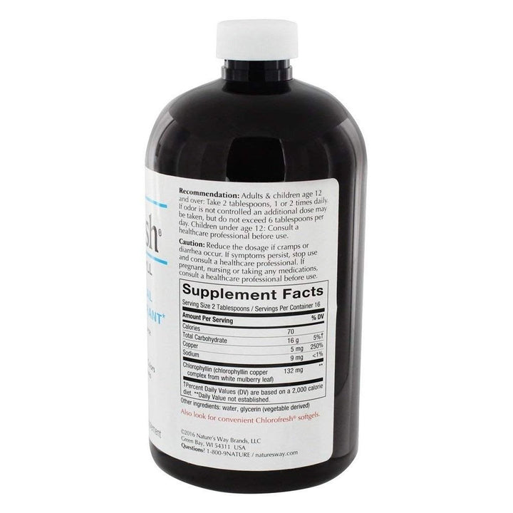 Nature's Way Chlorofresh Liquid Chlorophyll Internal Deodorant, unflavored 16 oz - The Oasis of Health