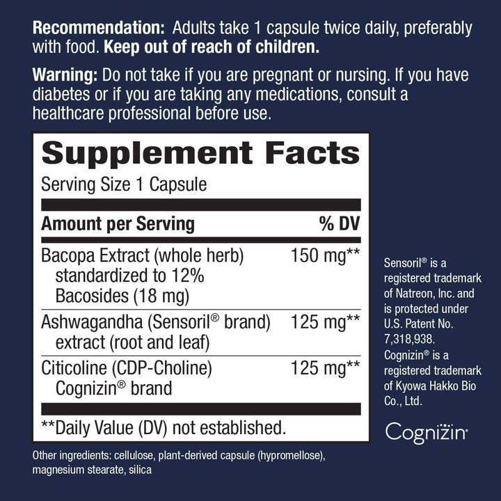 Nature's Way Clear Thinking Cognitive Performance*, Ashwagandha, Reduces Stress and Supports Cognitive Performance*, 40 Capsules - The Oasis of Health