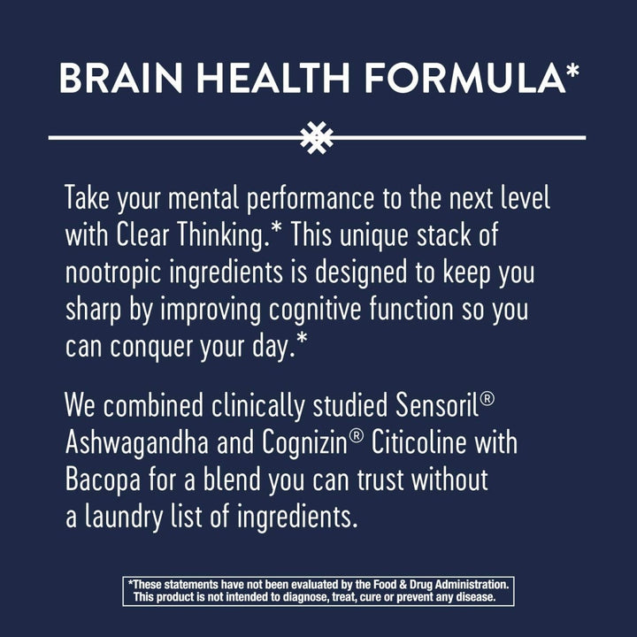 Nature's Way Clear Thinking Cognitive Performance*, Ashwagandha, Reduces Stress and Supports Cognitive Performance*, 40 Capsules - The Oasis of Health