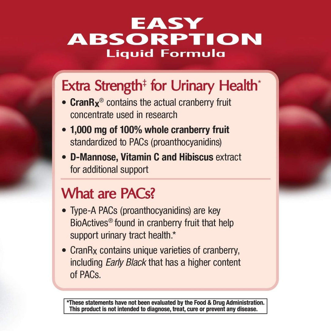 Nature's Way CranRx Extra Strength Cranberry 1,000 mg, D - Mannose + Vit C + Hibiscus, 16 fl. oz. - The Oasis of Health