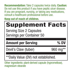 Nature's Way Devil?s Claw Secondary Root 480 mg 100 Vcaps - The Oasis of Health