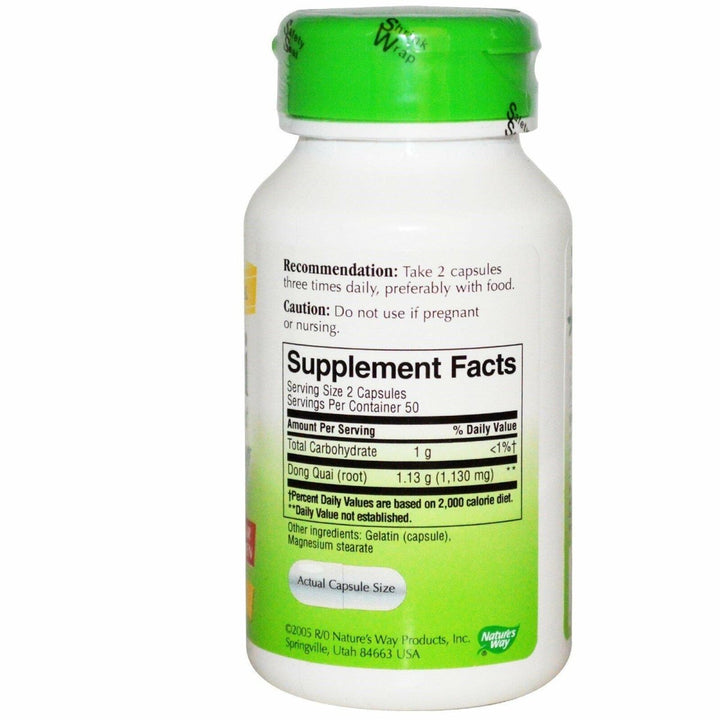 Natures Way Dong Quai Root Capsule, 565 Mg - 100 per pack - 3 packs per case. - The Oasis of Health