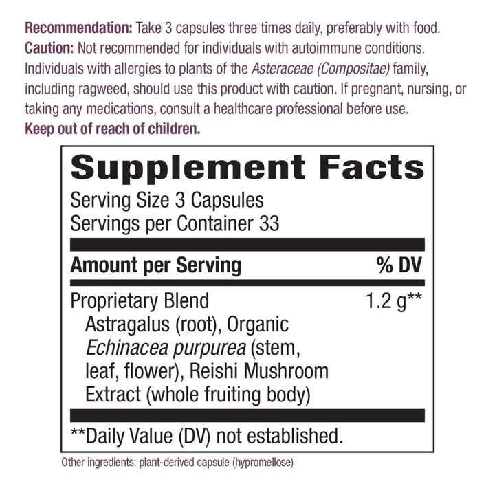 Nature's Way Echinacea Astragalus & Reishi, Immune Support*, 100 Capsules - The Oasis of Health