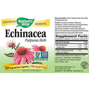 Nature's Way Echinacea Herb Capsules, 180 Count - The Oasis of Health