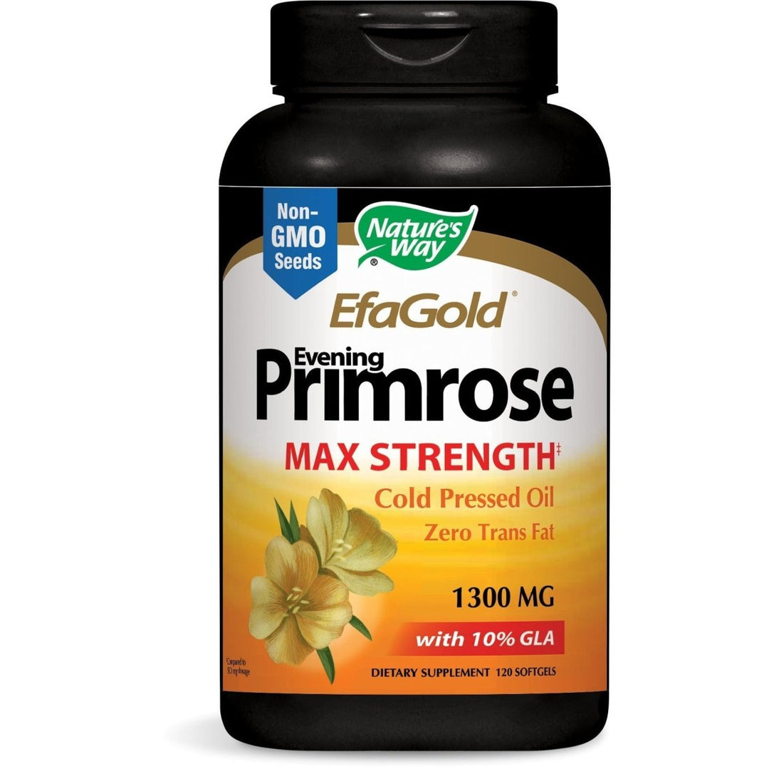 Nature's Way Evening Primrose - EFA Gold Cold Pressed Oil 1300mg - 120 Softgels - The Oasis of Health