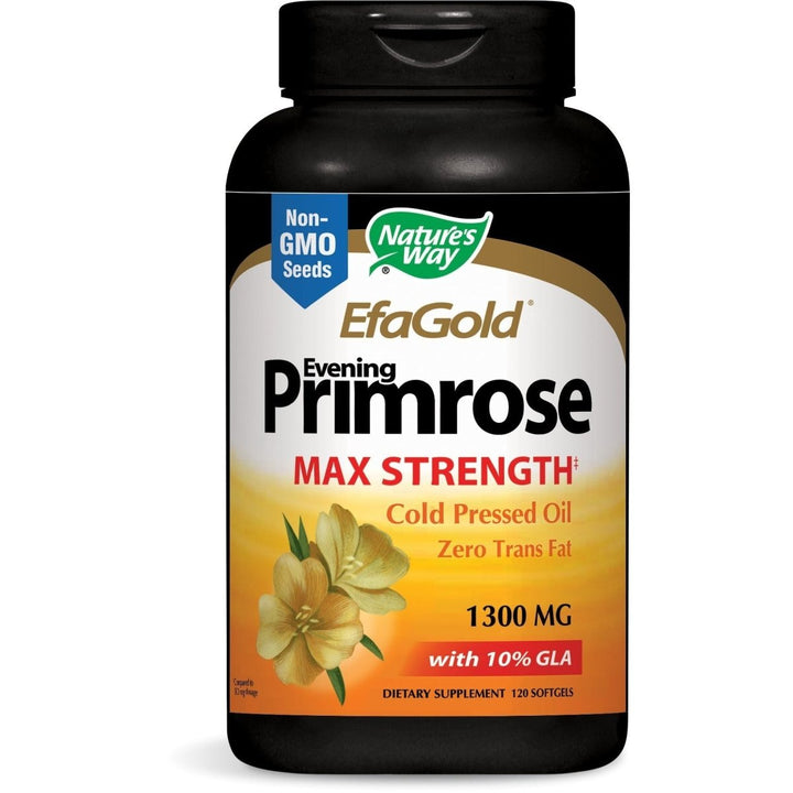 Nature's Way Evening Primrose - EFA Gold Cold Pressed Oil 1300mg - 120 Softgels - The Oasis of Health