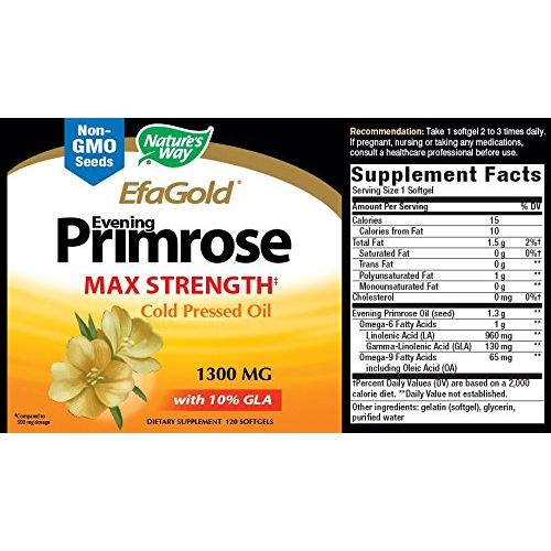 Nature's Way Evening Primrose - EFA Gold Cold Pressed Oil 1300mg - 120 Softgels - The Oasis of Health