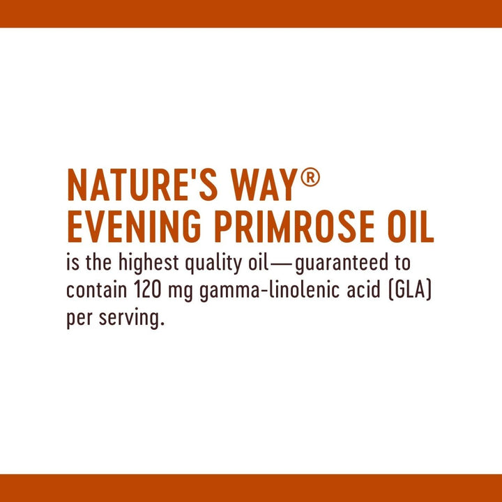 Nature's Way Evening Primrose Oil, Max Strength, Cold Pressed, Unrefined, 1300mg with 120 mg GLA per serving, 60 Softgels - The Oasis of Health