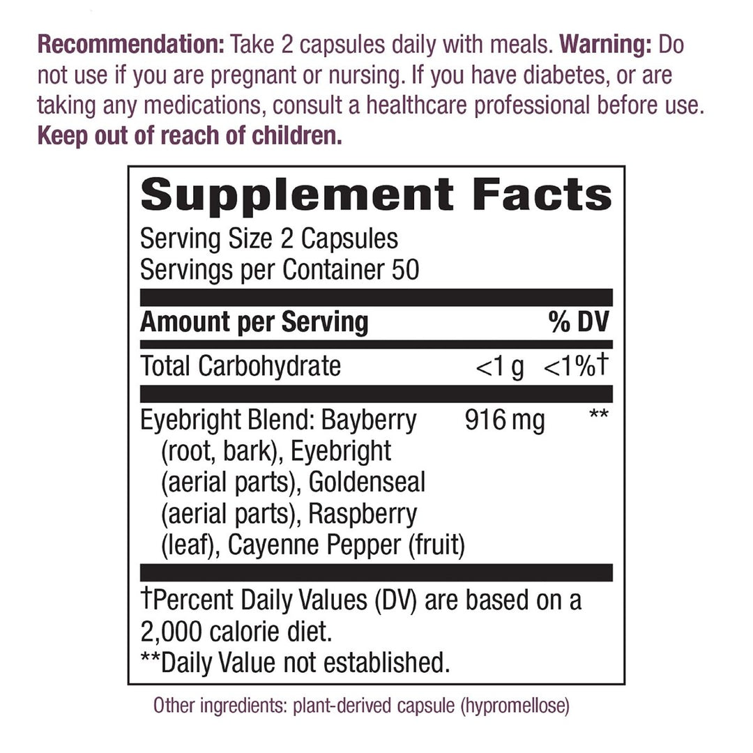 Nature's Way Eyebright Blend, Herbal Blend, Non - GMO Project Verified, Gluten - Free, Vegan, 100 Capsules - The Oasis of Health