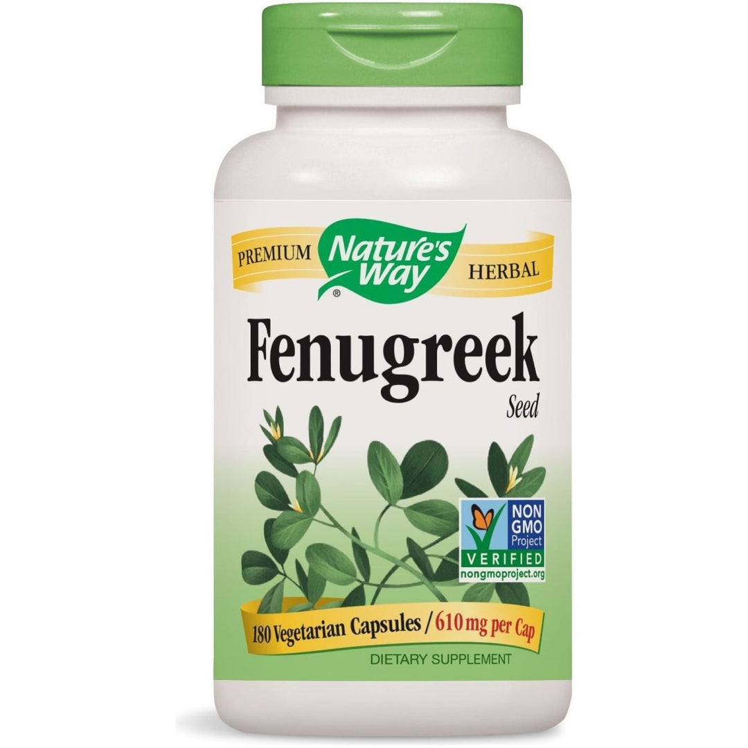 Natures Way Fenugreek Seed, 610 milligrams Per Cap, 180 Vegetarian Capsules. Pack of 4 bottles. - The Oasis of Health