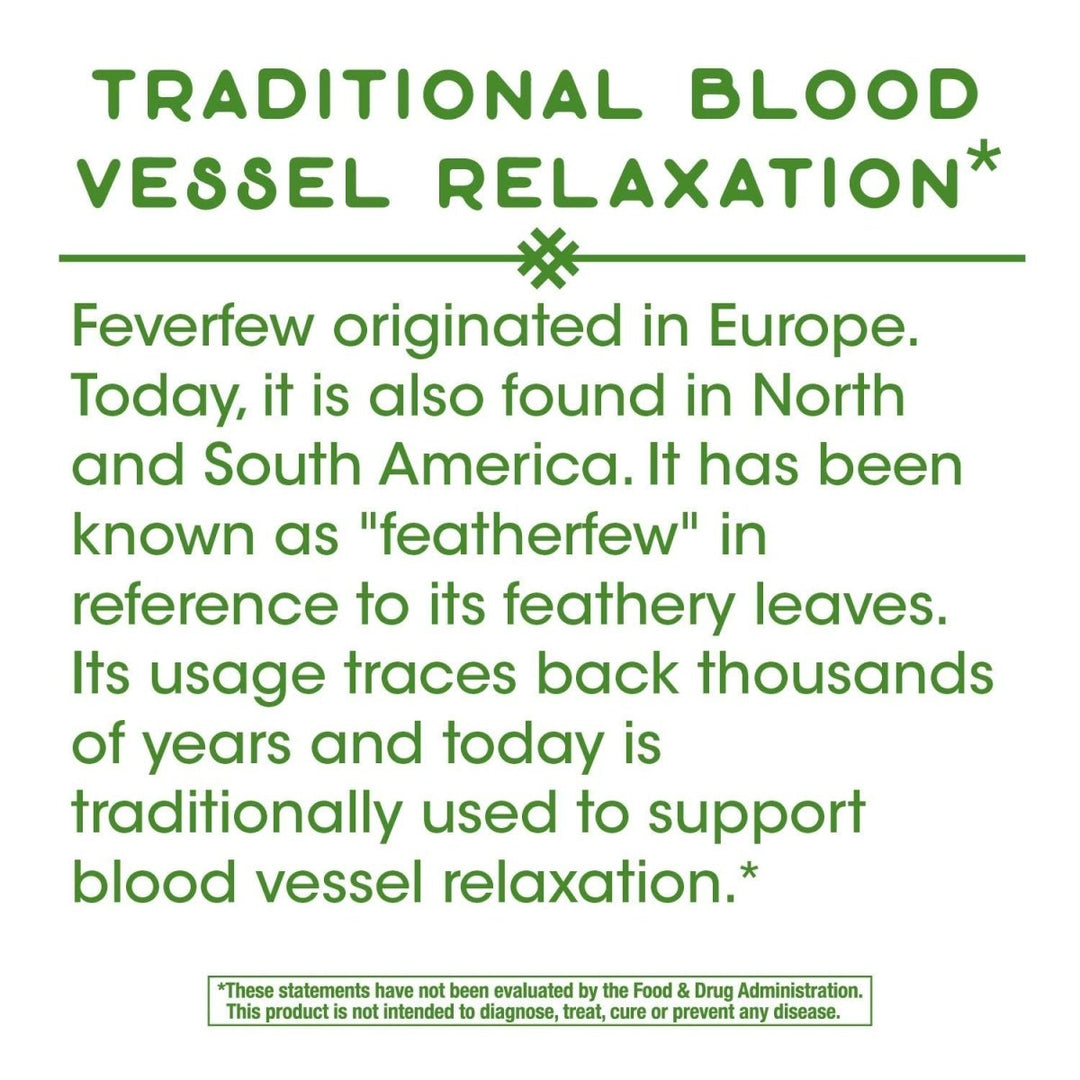 Nature's Way Feverfew Herb, Traditional Blood Vessel Relaxation*, 380 mg, 100 Vegan Capsules - The Oasis of Health
